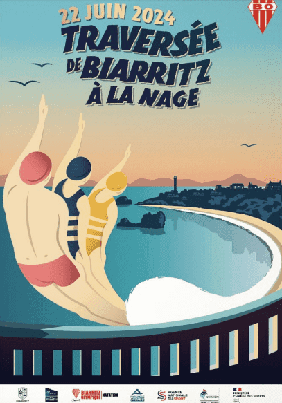 Affiche Biarritz à la nage by BO