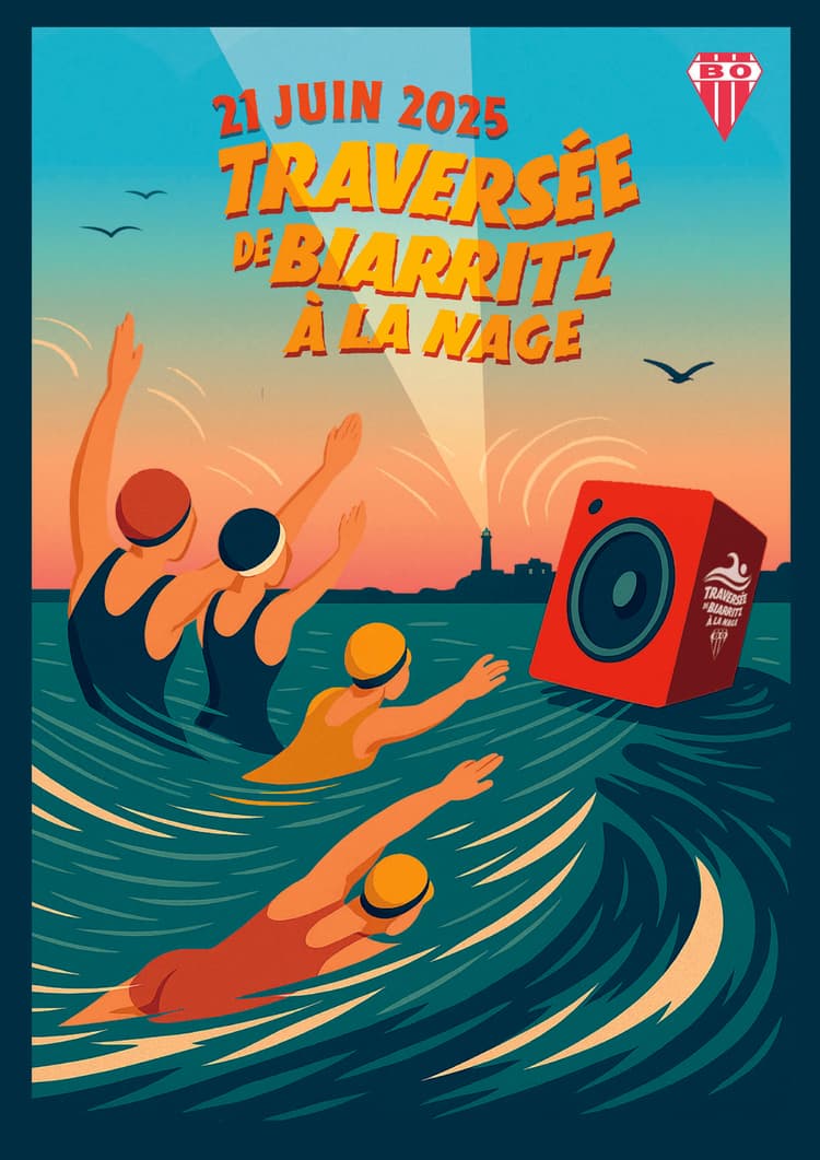 Affiche Biarritz à la nage by BO